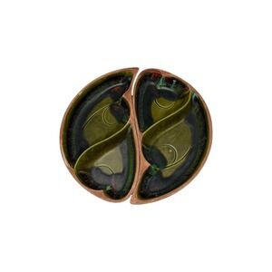 Santa Anita Ware Divided Serving Dish Set Green Brown Drip Glaze P-149 MCM USA